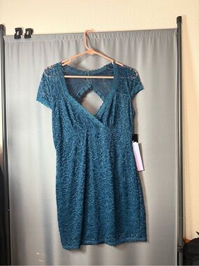 Source Unknown Teal Lace Short Sleeve Dress